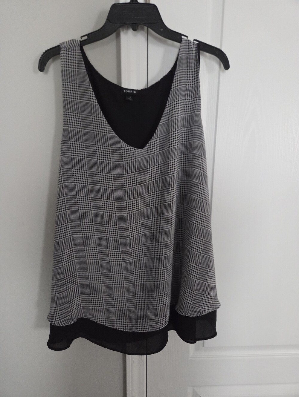 Torrid Black & White Plaid Layered V-Neck Tank